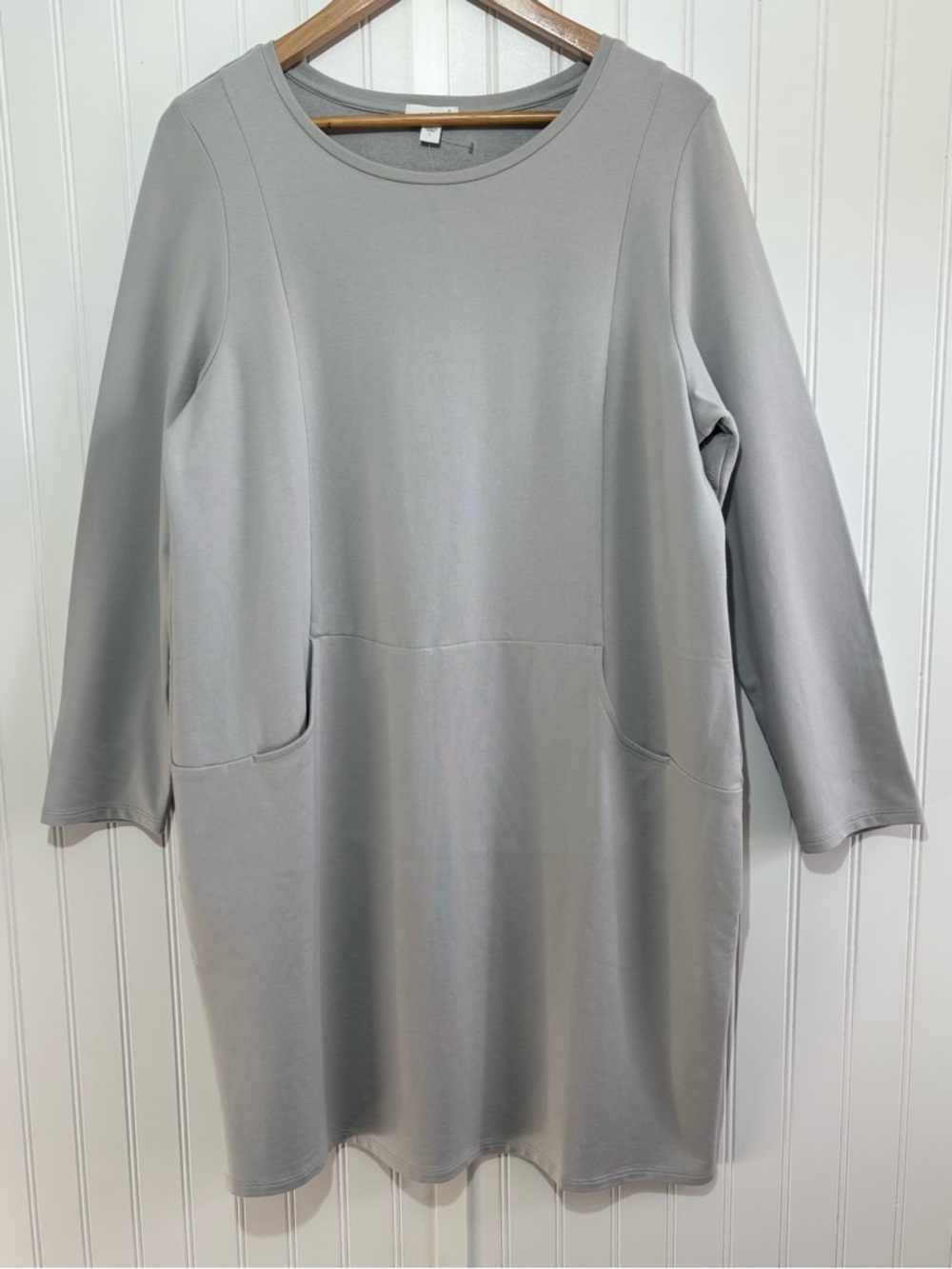 J.Jill Pure Jill Pima Cotton Sweatshirt Dress Gray L Front Pocket Minimalist
